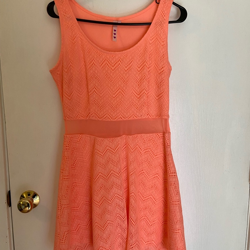 Coral cocktail dress.